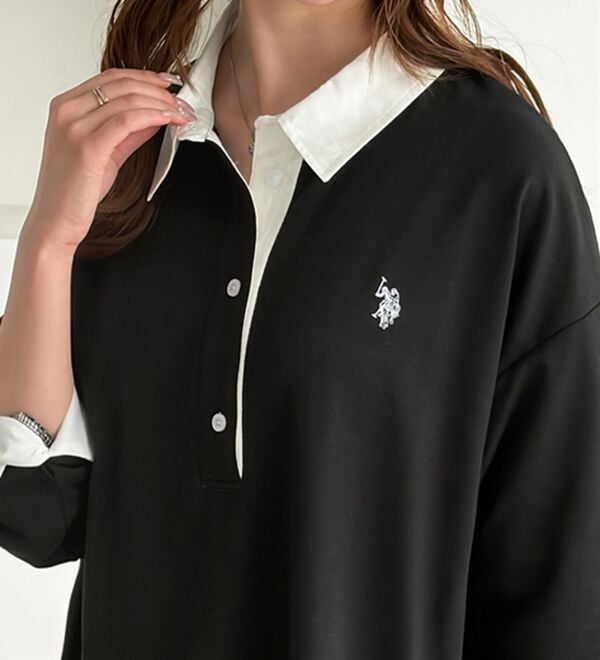 GeeRA（ジーラ）の「【U.S. POLO ASSN.】ラガーシャツ風ポロ衿ワンピース（カットソーワンピース）」｜詳細画像