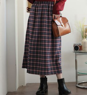 A HAPPY MARILYN（アハッピーマリリン）の「【大きいサイズ】【ＬＬ～８Ｌ】フランネルフレアチェックスカート（ロングスカート）」｜詳細画像