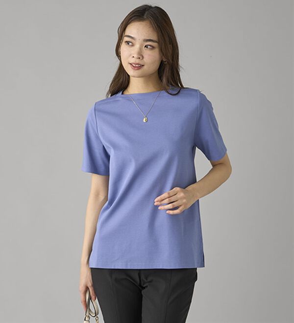 BELLUNA（ベルーナ）の「艶やか綿１００％シンプルプルオーバー（カットソー）」｜詳細画像