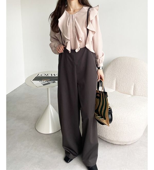 GeeRA（ジーラ）の「サロペットワイドパンツ（オールインワン）」｜チャコール