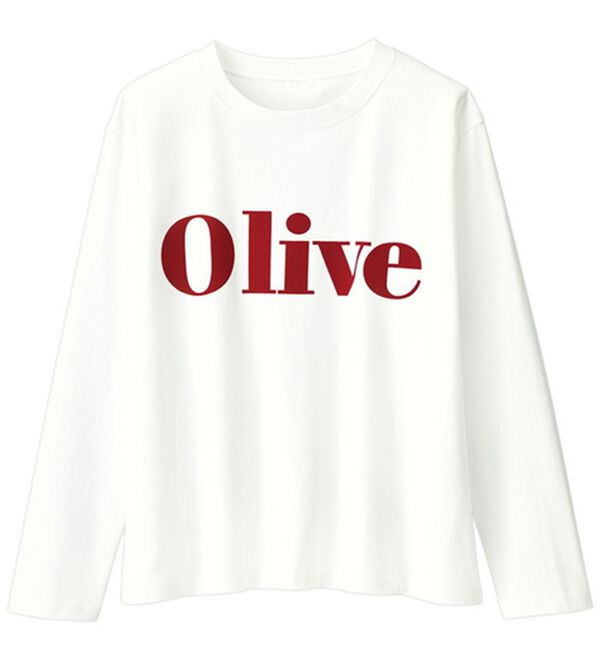 RANAN（ラナン）の「フロッキープリントロゴＴシャツ（Tシャツ）」｜オフホワイトレッド(OLIVE)