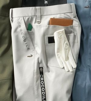 「＜クロコダイル＞接触冷感ドビー３Ｄアクティブパンツ（メンズスラックス）」｜ライトグレー