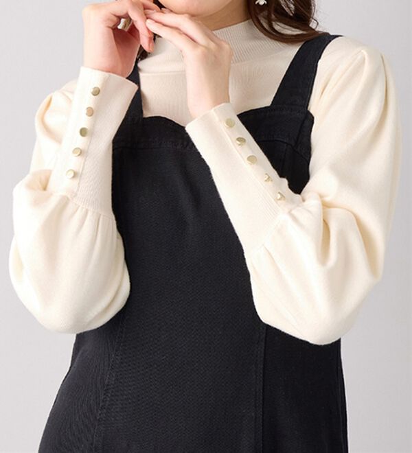 alotta（アロッタ）の「【美人百花掲載】洗える！もっちりタッチボリューム袖金ボタンニット（ニット・セーター）」｜詳細画像