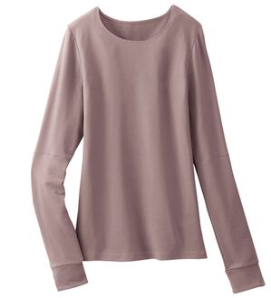 「こっそり手首あたためインナークルーネック（肌着・インナーウェア）」｜ローズグレー