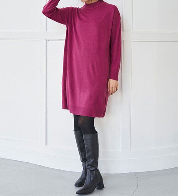 RANAN（ラナン）の「カシミヤタッチニットチュニックワンピース（チュニック）」｜詳細画像