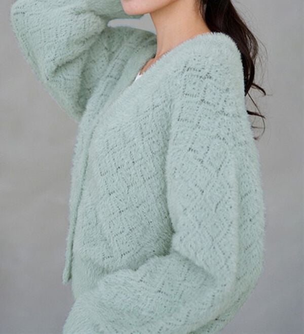 RANAN（ラナン）の「パール調ボタン付フェザーニットカーディガン（ニットカーディガン）」｜詳細画像