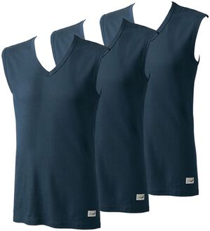 「【３枚組】＜クロコダイル＞夏用さらっと着心地の綿１００％インナー（メンズ肌着・インナーウェア）」｜ネイビー3枚組 スリーブレスV首