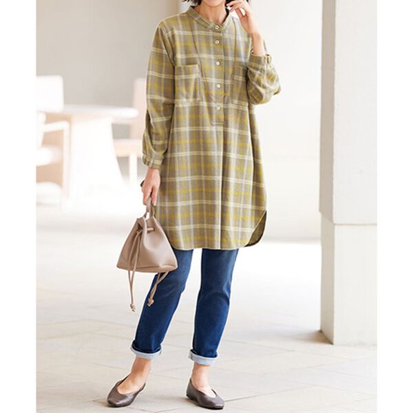 BELLUNA（ベルーナ）の「動きやすい！バンドカラーシャツチュニック（チュニック）」｜詳細画像