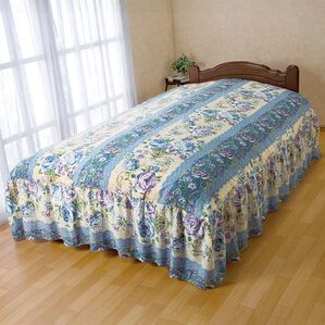 「ファスナー付　洗える花柄ベッド布団カバー（掛布団カバー）」｜エレガントブルー
