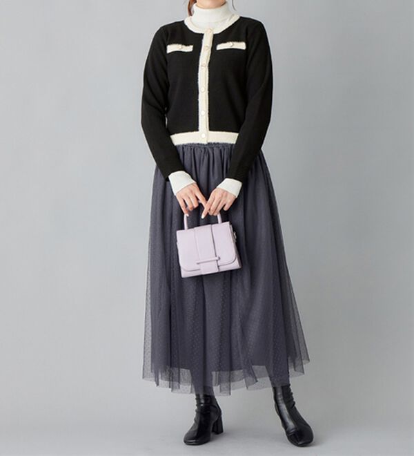 美人百花掲載】洗える！もっちりタッチフェザー配色ショート丈ニット