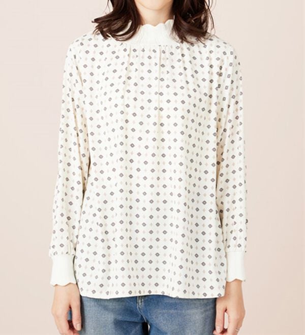 BELLUNA（ベルーナ）の「衿＆袖ニット使い美人顔ブラウス（ブラウス）」｜詳細画像