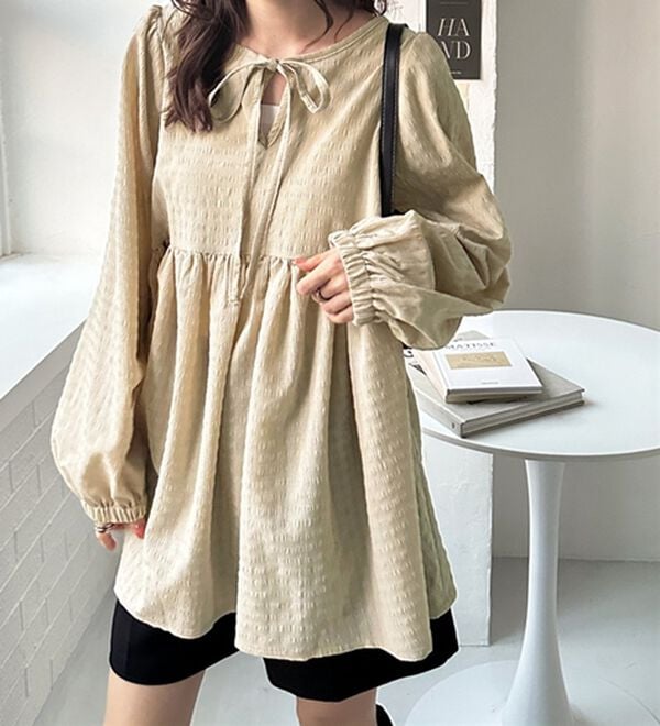 GeeRA（ジーラ）の「前後２ＷＡＹリボンペプラムチュニック（チュニック）」｜詳細画像