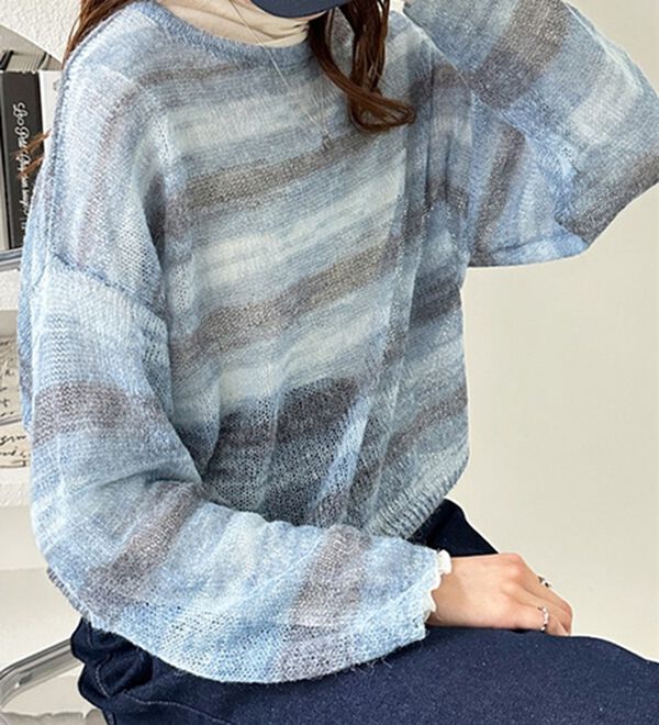 GeeRA（ジーラ）の「グラデーションシアーニットプルオーバー（ニット・セーター）」｜詳細画像