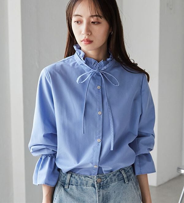 RANAN（ラナン）の「プチフリルリボン付きブラウス（ブラウス）」｜詳細画像