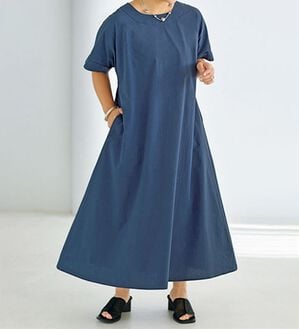 BELLUNA（ベルーナ）の「【小柄さん用】前後２Ｗａｙサマーワンピース（その他ワンピース）」｜インディゴブルー