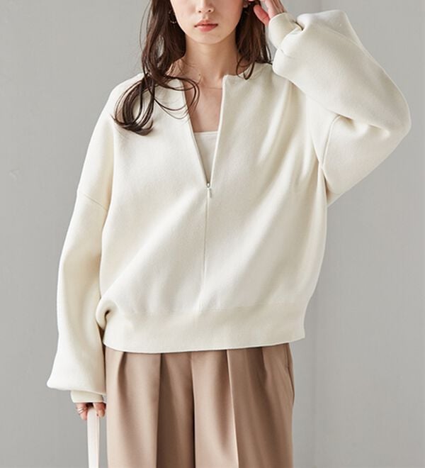 RANAN（ラナン）の「ハーフジップスウェットライクニット（ニット・セーター）」｜詳細画像