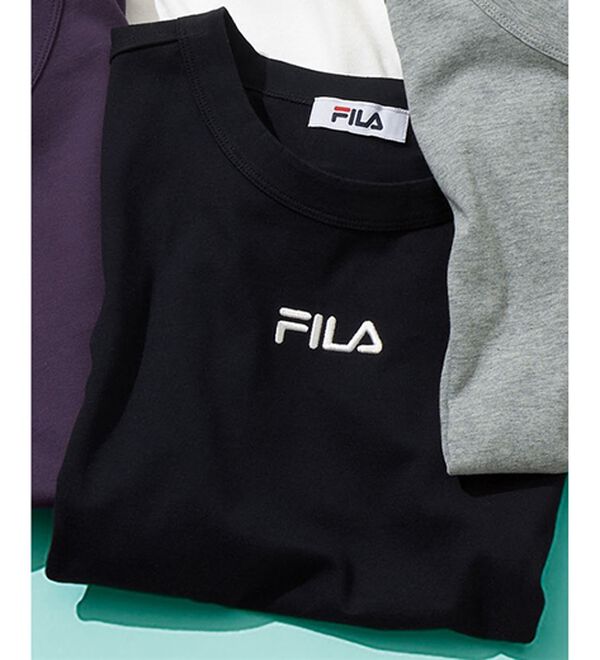 「＜フィラ＞ワンポイント刺しゅうＴシャツ（メンズカットソー）」｜ブラック(半袖)