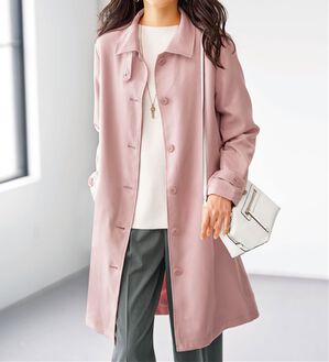 BELLUNA（ベルーナ）の「花粉対策！ライナー付ステンカラーコート（ロングコート）」｜ピンク