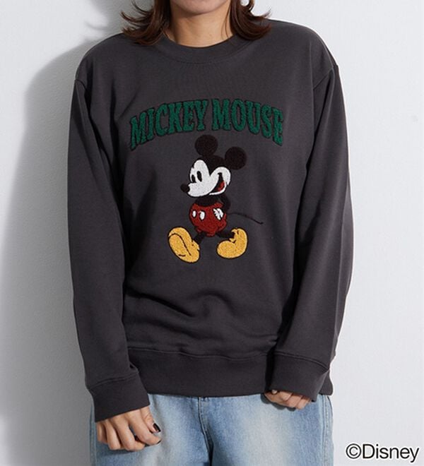 Disney＞【ミッキー】さがら刺しゅう裏毛トレーナー - ベルーナ