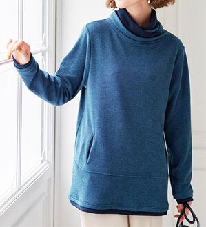 BELLUNA（ベルーナ）の「衿デザイン配色チュニック（チュニック）」｜ブルー／ネイビー