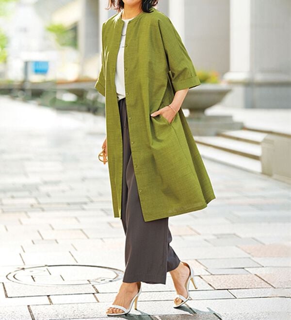 BELLUNA（ベルーナ）の「すっぽり体型カバー！麻調２ｗａｙワンピース（その他ワンピース）」｜詳細画像