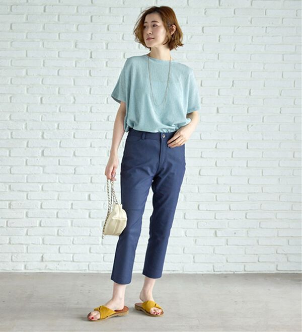 BELLUNA（ベルーナ）の「 【接触冷感】【選べる2丈】サラリ裏メッシュ美脚アンクルパンツ（フルレングスパンツ）」｜詳細画像