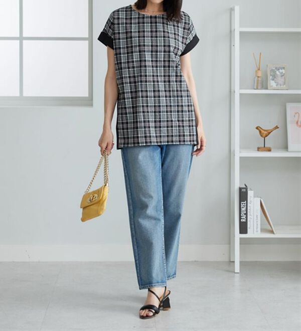 BELLUNA（ベルーナ）の「サッカーチェック切替デザインチュニック（チュニック）」｜詳細画像