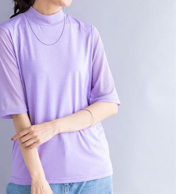 BELLUNA（ベルーナ）の「【５分袖】チュール切替上品インナー（カットソー）」｜詳細画像