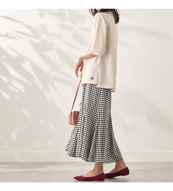 BELLUNA（ベルーナ）の「シアーチェック素材フレアースカート（ロングスカート）」｜詳細画像