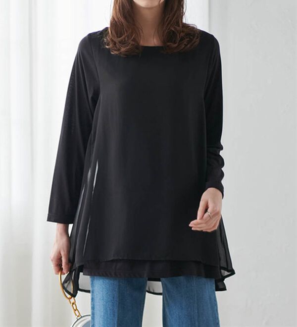 RANAN（ラナン）の「異素材切替フレアーチュニック（チュニック）」｜詳細画像