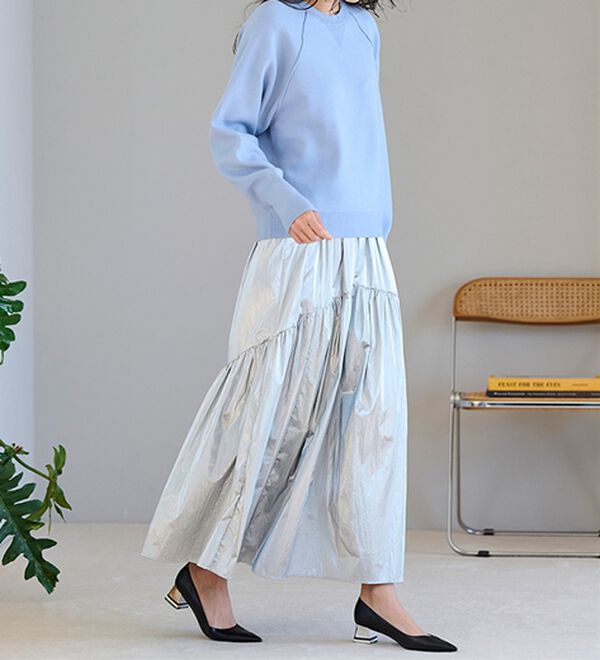 RANAN（ラナン）の「メタリックラウンドティアードスカート（ロングスカート）」｜詳細画像