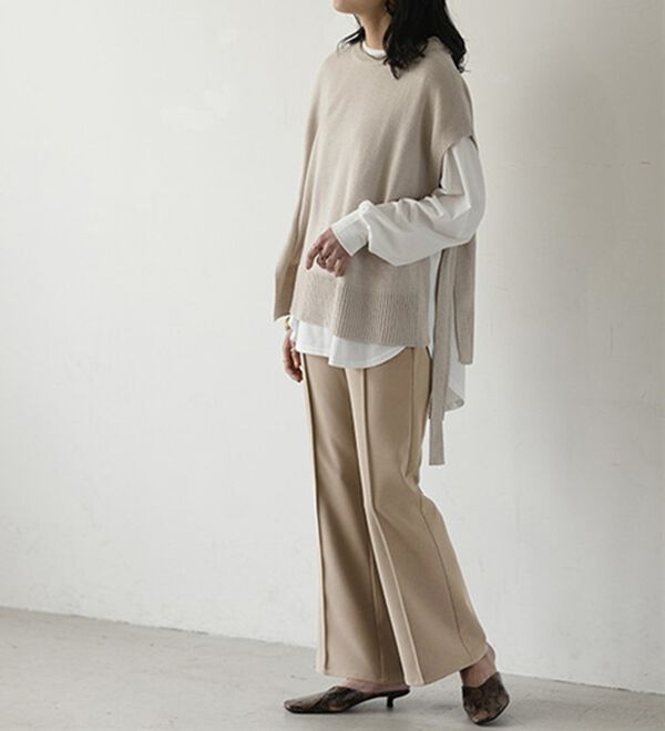 GeeRA（ジーラ）の「楽ちんストレッチ美ラインフレアーパンツ（フルレングスパンツ）」｜詳細画像