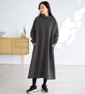 BELLUNA（ベルーナ）の「＜＆ｃｏｃｏｃｈｉ＞あったかキレイ大人のワンピース（カットソーワンピース）」｜チャコール