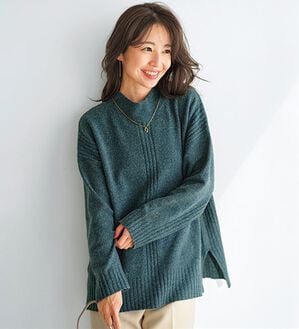 BELLUNA（ベルーナ）の「【快適Ｌａｂ．】洗える＆チクチクしにくい！ウール調ニットプルオーバー（ニット・セーター）」｜ターコイズ