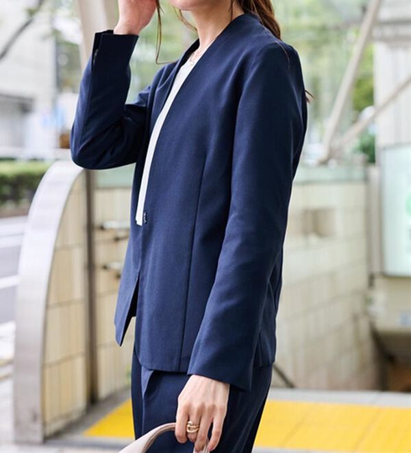 RANAN（ラナン）の「【選べる衿】洗える！春夏ロングシーズン着用可能ベーシック２点ライトスーツ（パンツスーツ）」｜詳細画像