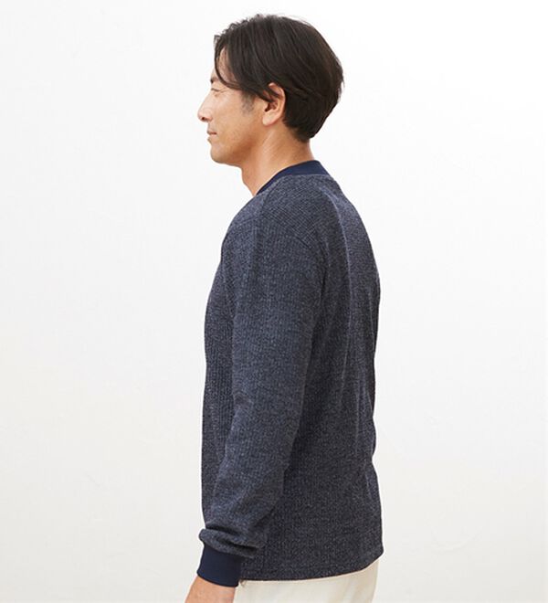 「＜シンプル＆プラス＞裏起毛ワッフルロングＴシャツ（メンズＴシャツ）」｜詳細画像