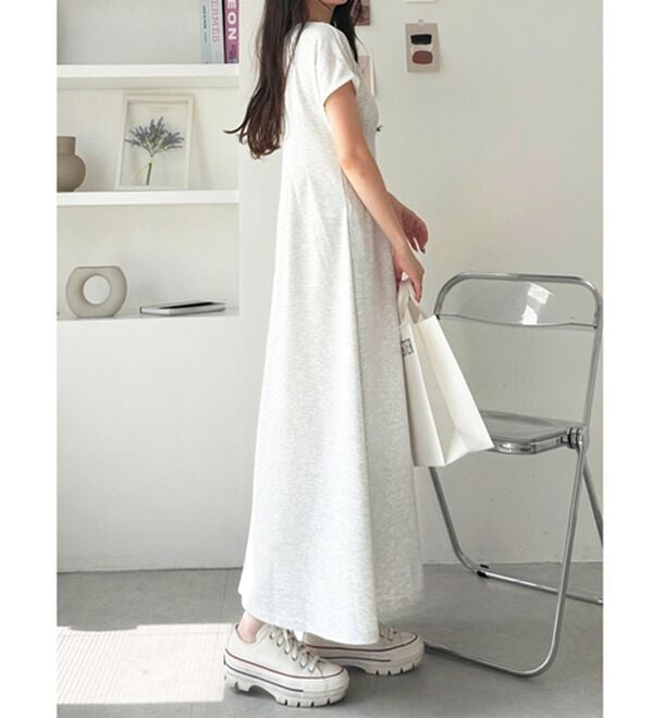 GeeRA（ジーラ）の「前後2WAYハーフジップフレンチ袖ワンピース（カットソーワンピース）」｜詳細画像