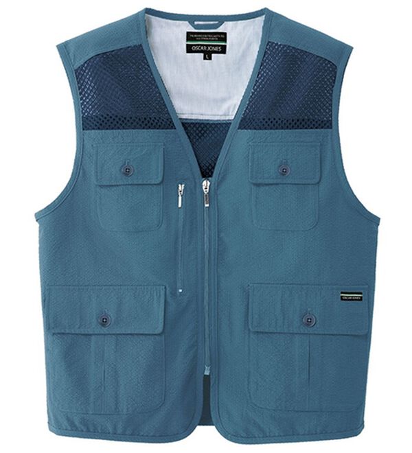 「涼感サッカー多機能ポケットベスト（メンズジャケット）」｜ネイビー