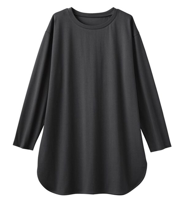 Viola e Viola（ヴィオラ エ ヴィオラ）の「ひんやり＆さらり綿混チュニックＴシャツ（チュニック）」｜チャコール／長袖
