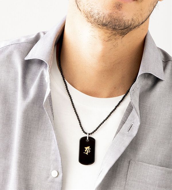 「ブラックオニキス　守護梵字般若心経ペンダント（メンズネックレス）」｜詳細画像