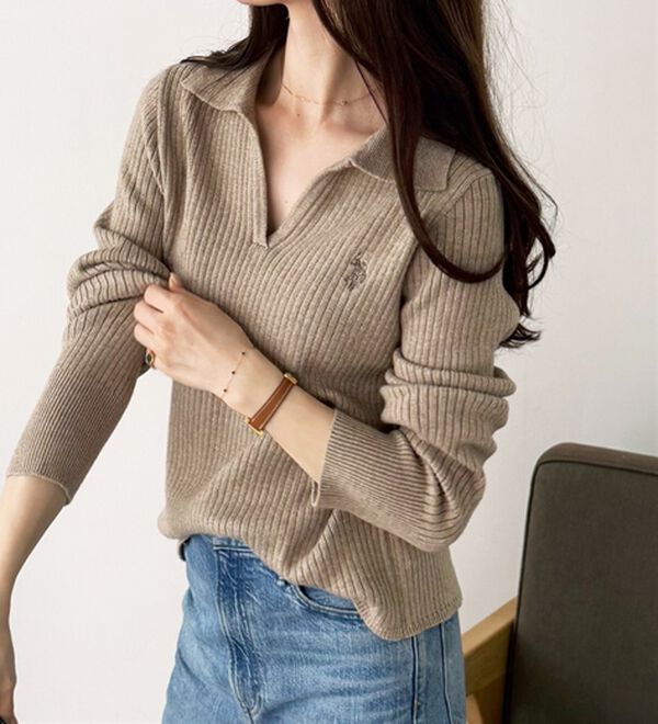 GeeRA（ジーラ）の「【U.S. POLO ASSN.】ポロ衿リブニット（ニット・セーター）」｜詳細画像