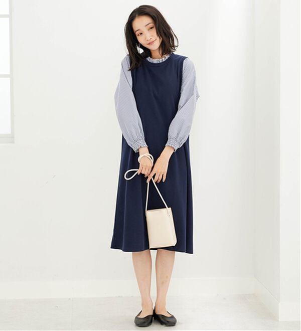 BELLUNA（ベルーナ）の「フリル衿異素材切替ワンピース（その他ワンピース）」｜詳細画像
