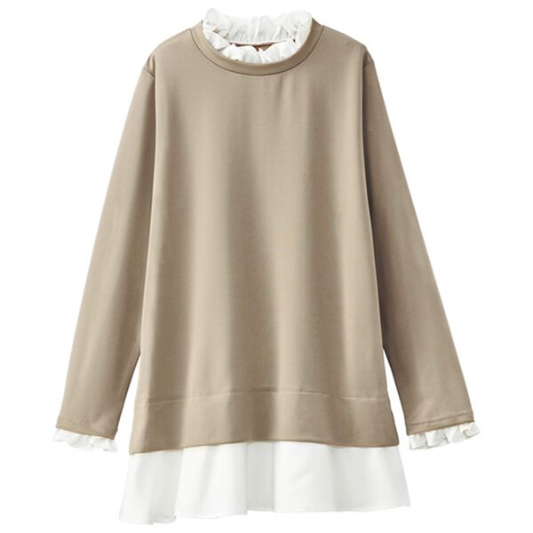 BELLUNA（ベルーナ）の「これ一枚でおしゃれ！重ね着風カットソーチュニック（チュニック）」｜詳細画像