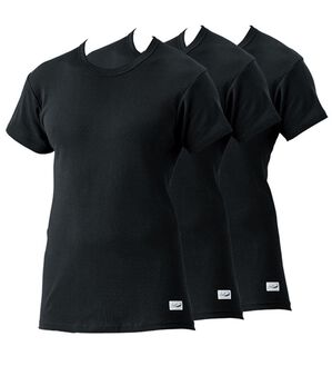 「【３枚組】＜クロコダイル＞脇に縫い目のない筒編綿１００％インナー（メンズ肌着・インナーウェア）」｜ブラック3枚組 半袖丸首