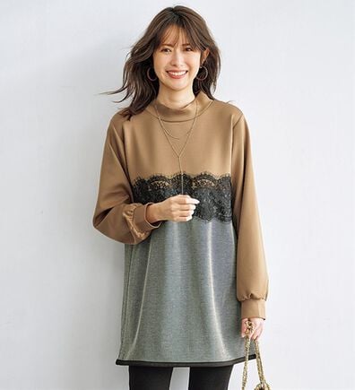 BELLUNA（ベルーナ）の「ヘリンボーン柄切替チュニック（チュニック）」