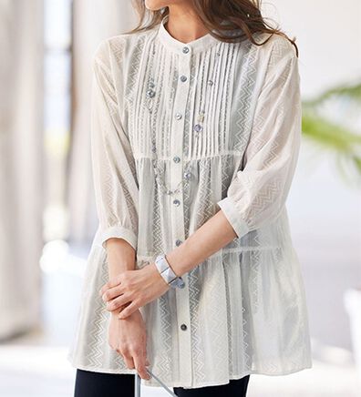 BELLUNA（ベルーナ）の「綿１００％ドビージャカードピンタック使いチュニック（チュニック）」