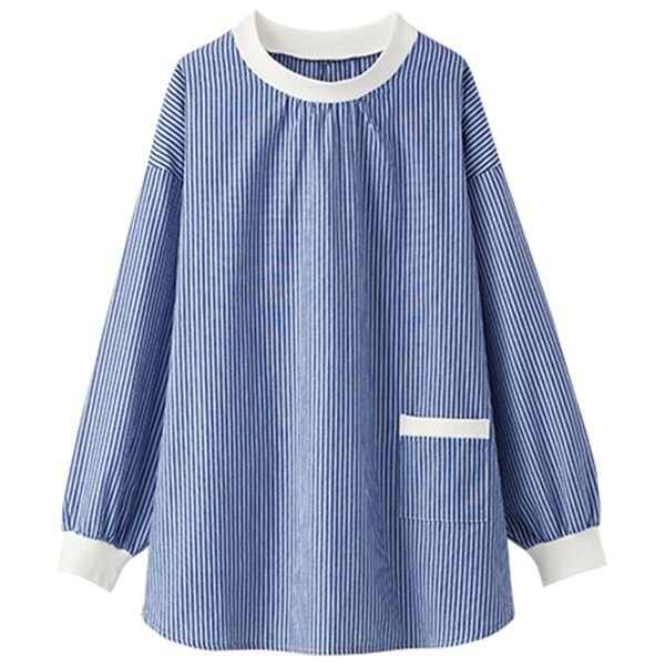 BELLUNA（ベルーナ）の「綿１００％ストライプ柄リブ切替チュニック（チュニック）」｜ブルー系