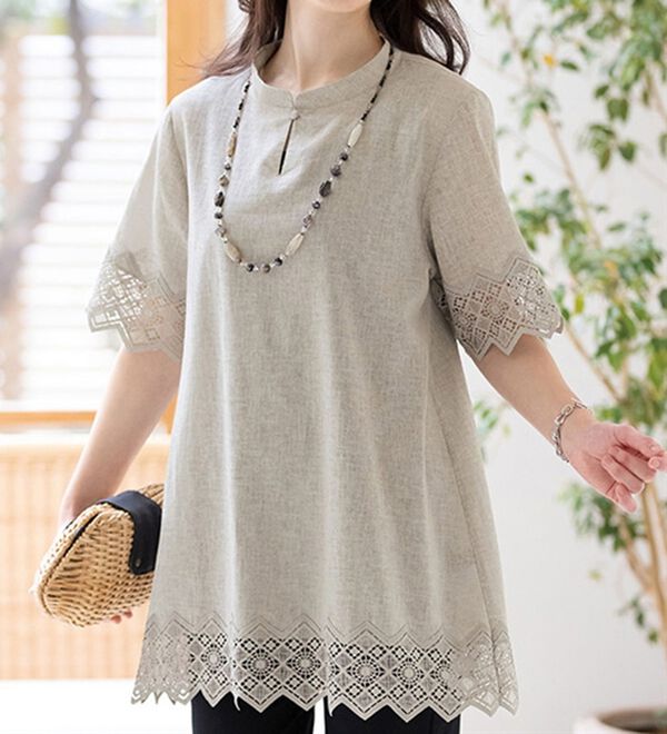 綿麻レース使いチュニック - ベルーナ【公式】 