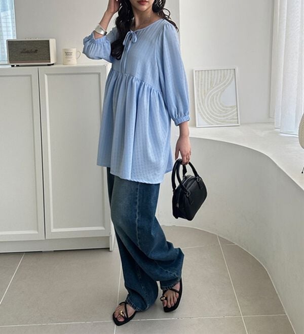 GeeRA（ジーラ）の「前後２ＷＡＹチェックペプラムチュニック（チュニック）」｜詳細画像