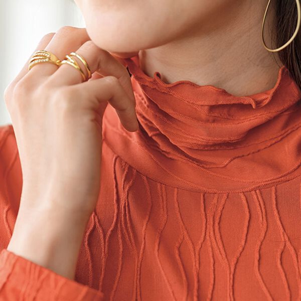 BELLUNA（ベルーナ）の「インナーで色差しジャカードプルオーバー（カットソー）」｜詳細画像